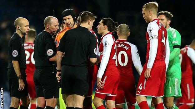 Arsenal were angered by referee Mike Dean's award of a penalty for West Brom