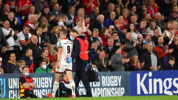 John Cooney comes off the field due to injury