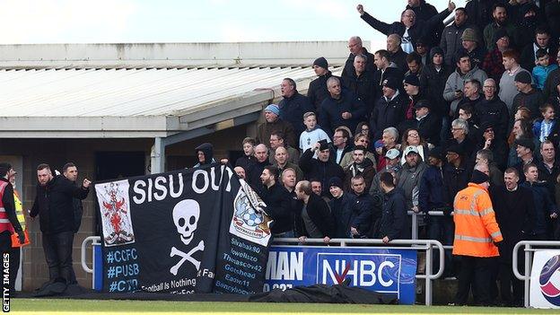 Coventry City fans protest at Northampton