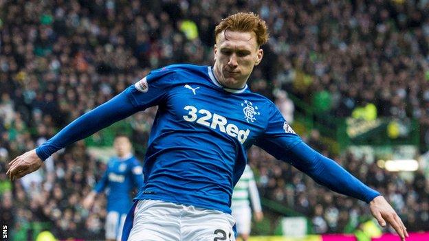 David Bates in action for Rangers against Celtic