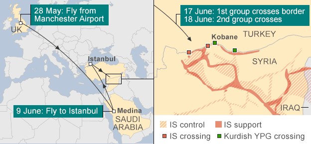 Map of Dawood sisters journey