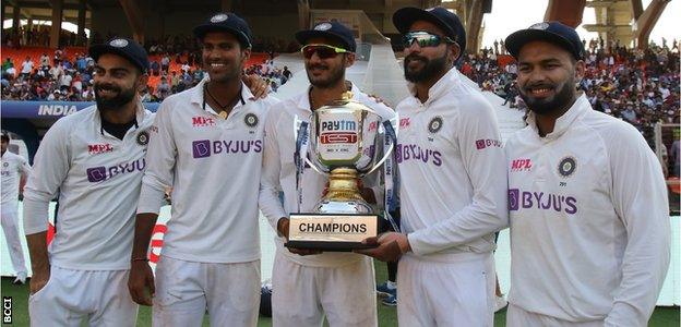 India players with the trophy after winning the series