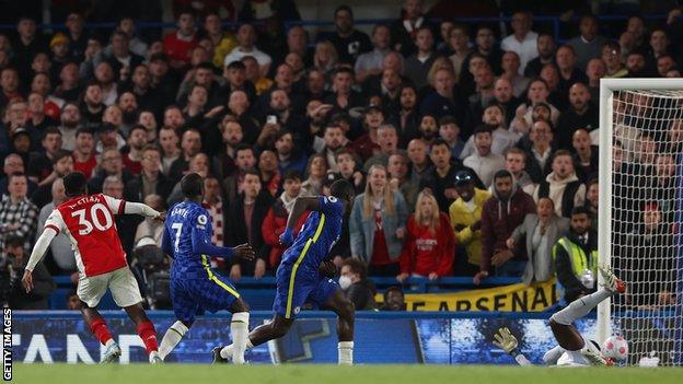 Eddie Nketiah scores against Chelsea