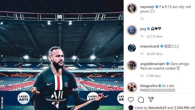 Neymar posted an image of him copying Haaland's celebration along with a message