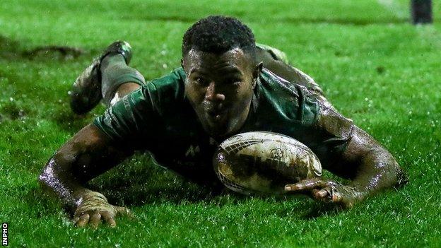 Naulia Dawai slides in to score Connacht's second try against Zebre