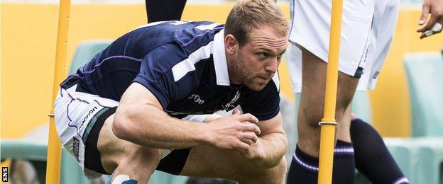 Greig Tonks trains with Scotland on the eve of their Test against Australia