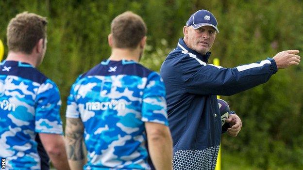 Scotland head coach Vern Cotter takes training this week