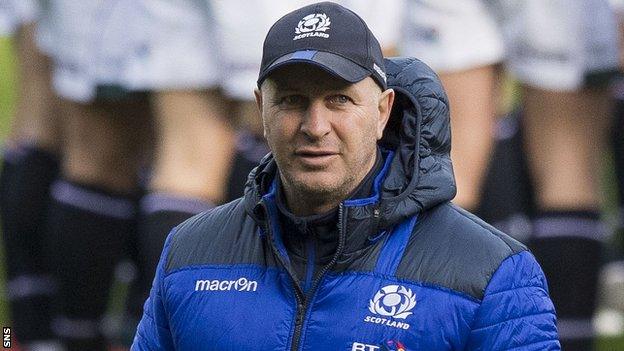 Jason O'Halloran oversees a Scotland pre-match warm-up last month