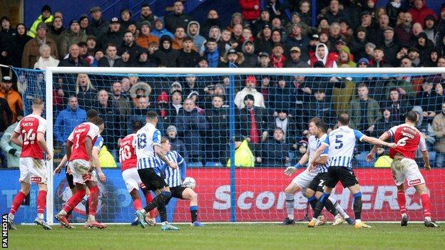 Freddie Ladapo puts Rotherham 1-0 up at Hillsborough