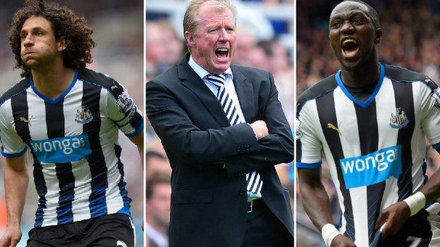 Steve McClaren, Moussa Sissoko and Fabricio Coloccini