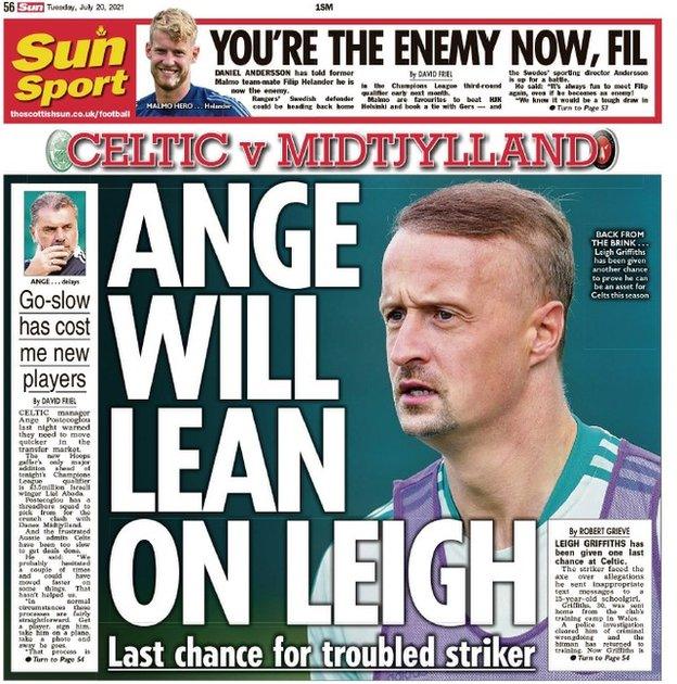 The back page of the Scottish Sun on 200721