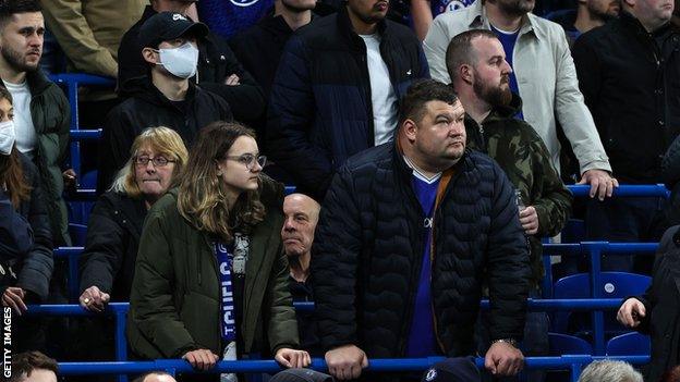 Chelsea fans use the rail seating at Stamford Bridge