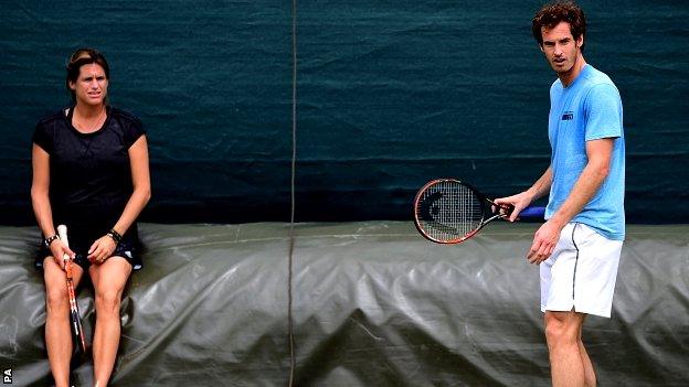 Coach Amelie Mauresmo and Andy Murray