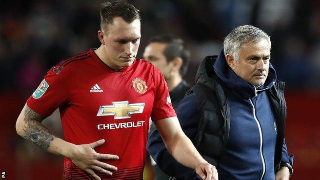 Phil Jones and Jose Mourinho