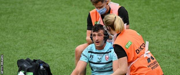 Jonny May receives treatment