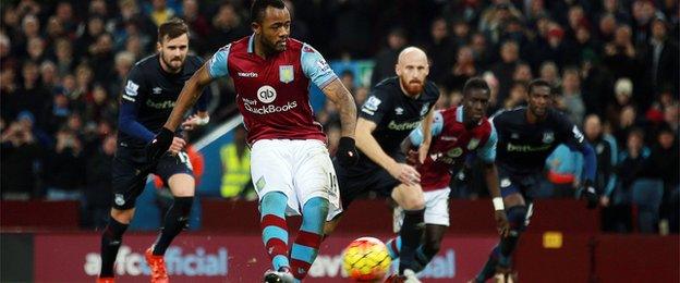 Jordan Ayew scores for Aston Villa