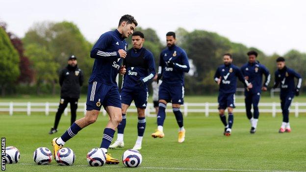 Raul Jimenez in training for Wolves