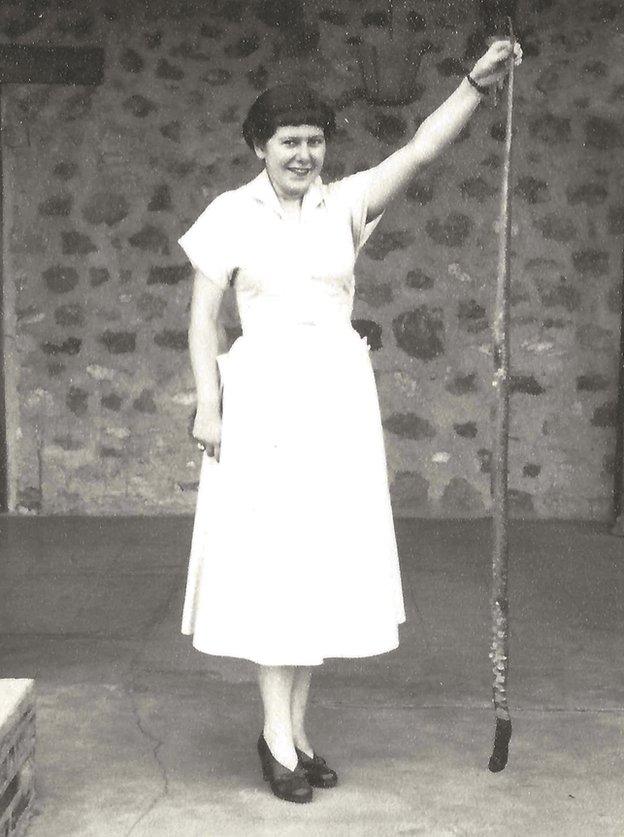 Barbara Hoskins holding a snake