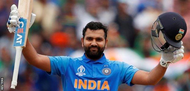 Rohit Sharma celebrates a century