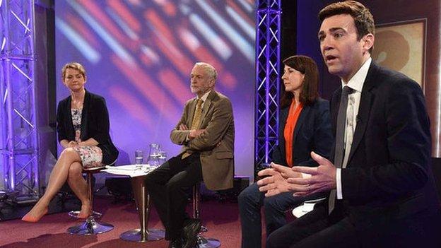 Yvette Cooper, Jeremy Corbyn, Liz Kendall and Andy Burnham