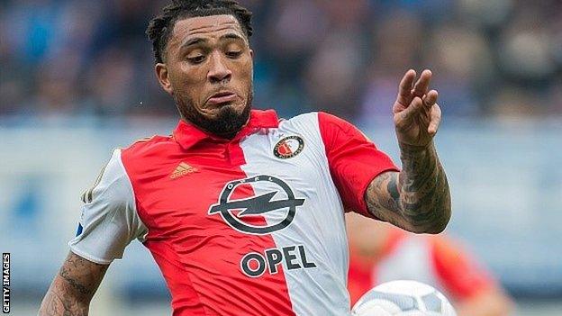 Colin Kazim-Richards in action for Feyenoord against Heerenveen in October 2015