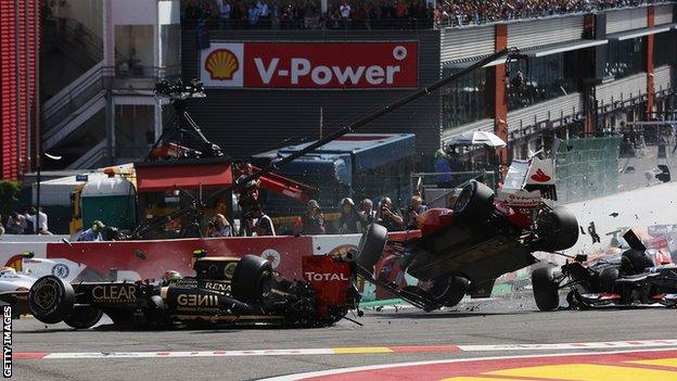 Romain Grosjean, Fernando Alonso and Lewis Hamilton