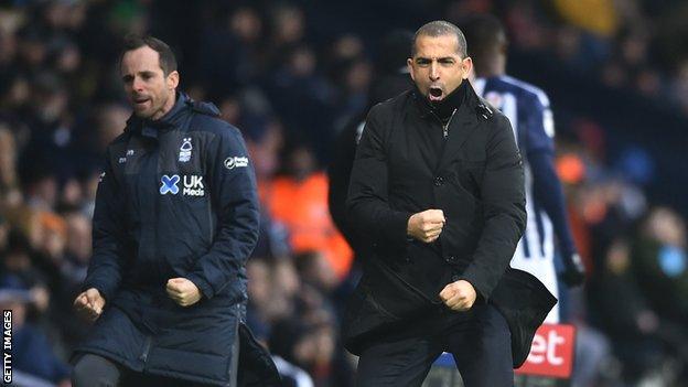 Nottingham Forest head coach Sabri Lamouchi celebrates a goal