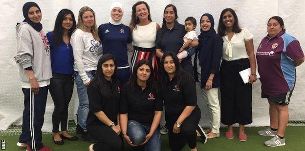 Members of the Muslim Women's Network, Dana Abdulkarim (back row, fourth left) and Janie Frampton (back row, fifth left)