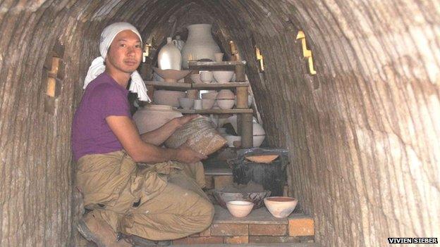 Inside kiln