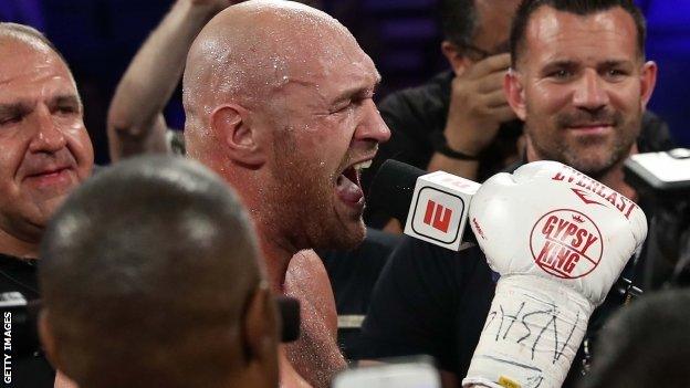 Fury sang in the ring afterwards and also at his post-fight news conference