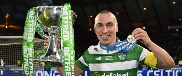 Scott Brown with the League Cup