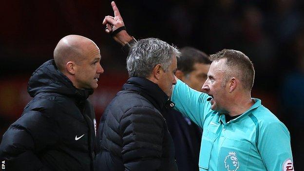 Jose Mourinho is sent off