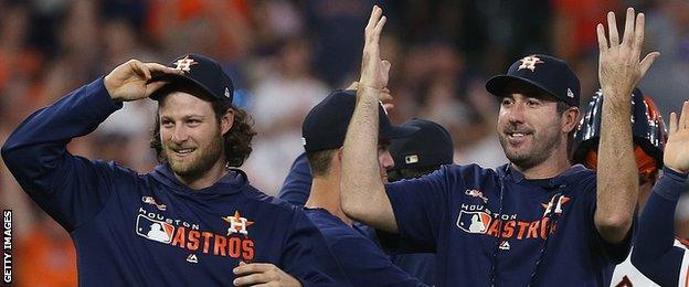 Houston Astros' Gerrit Cole and Justin Verlander