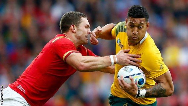 Israel Folau in action against Wales