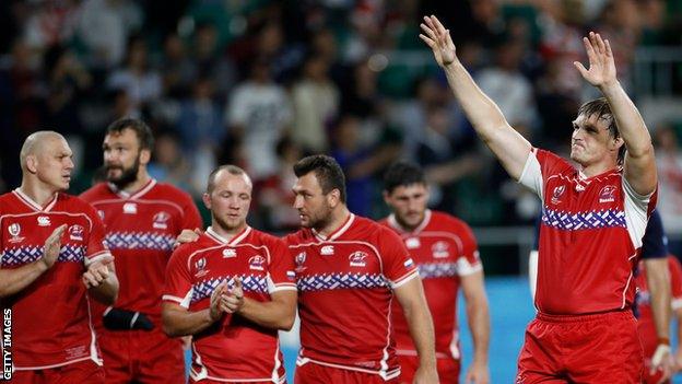 Russian players thank fans at the World Cup