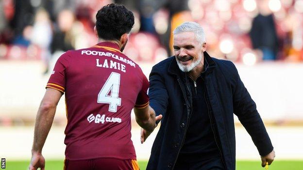 Aberdeen manager Jim Goodwin celebrates