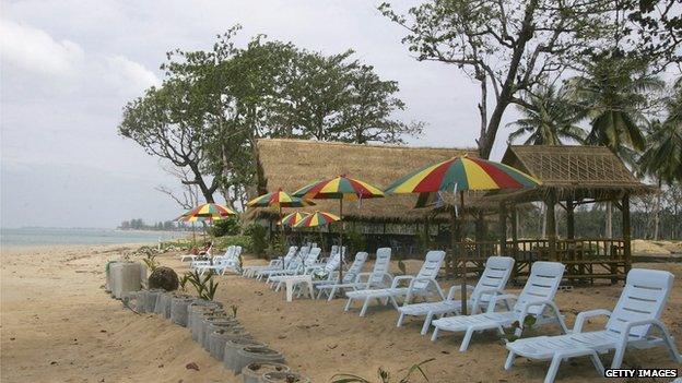 Empty beach chairs