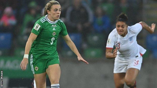 Simone Magill playing for Northern Ireland