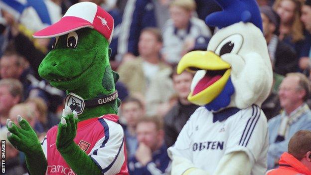 Arsenal and Tottenham mascots