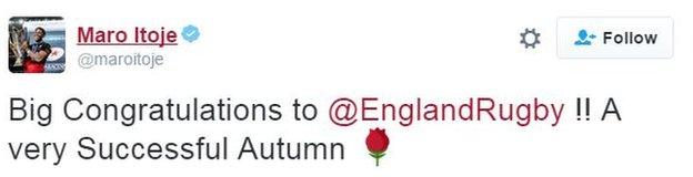 Maro Itoje tweet