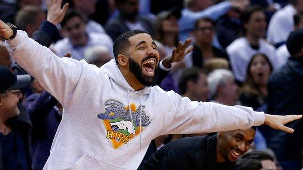 Drake at Toronto Raptors Philadelphia 76ers NBA game