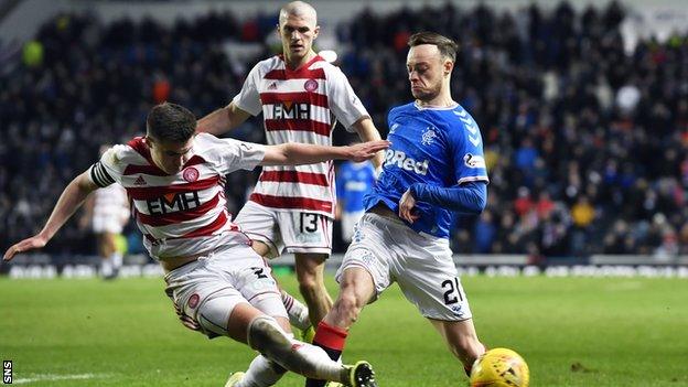 Aaron McGowan playing for Hamilton against Rangers