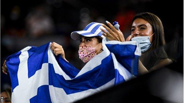 Greek fans cheer on Stefanos Tsitsipas