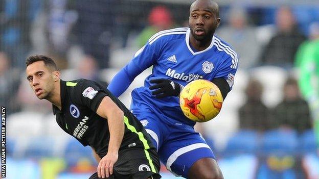 Cardiff's Sol Bamba in action against Brighton