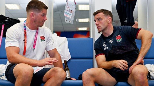 Owen Farrell and George Ford in the changing room after England's win over Argentina