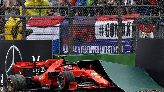 Charles Leclerc crashes out of the German Grand Prix