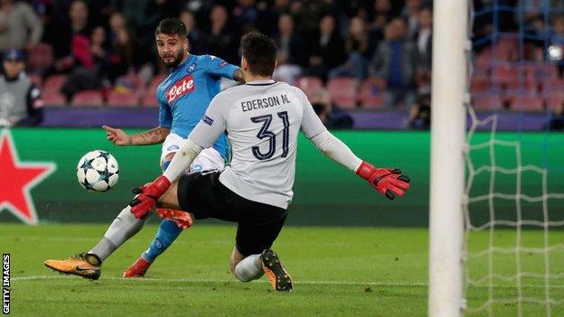 Lorenzo Insigne in action against Manchester City