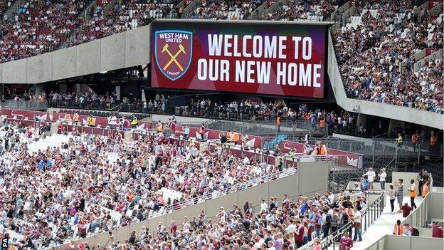 West Ham United's London Stadium before kick-off against Juventus