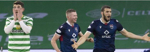 Alex Iacovitti celebrates after putting Ross County 2-0 up against Celtic