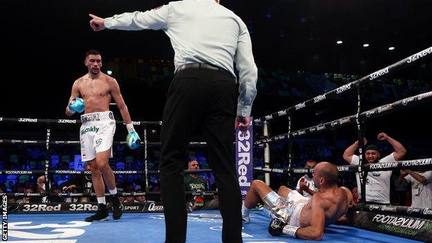 Hamzah Sheeraz (left) in action against Franciso Torres at the Copper Box Arena in London